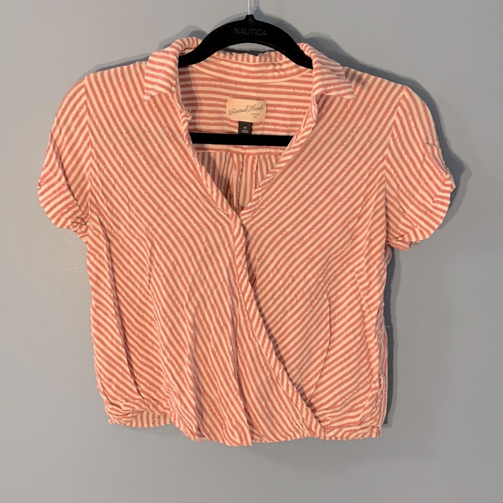Incredible threads pin red/pink pin striped